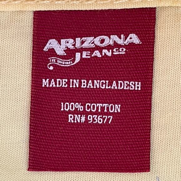 Arizona Yellow Blue Palm Tree Print Button Up Shirt Short Sleeves Mens Large - Picture 7 of 8